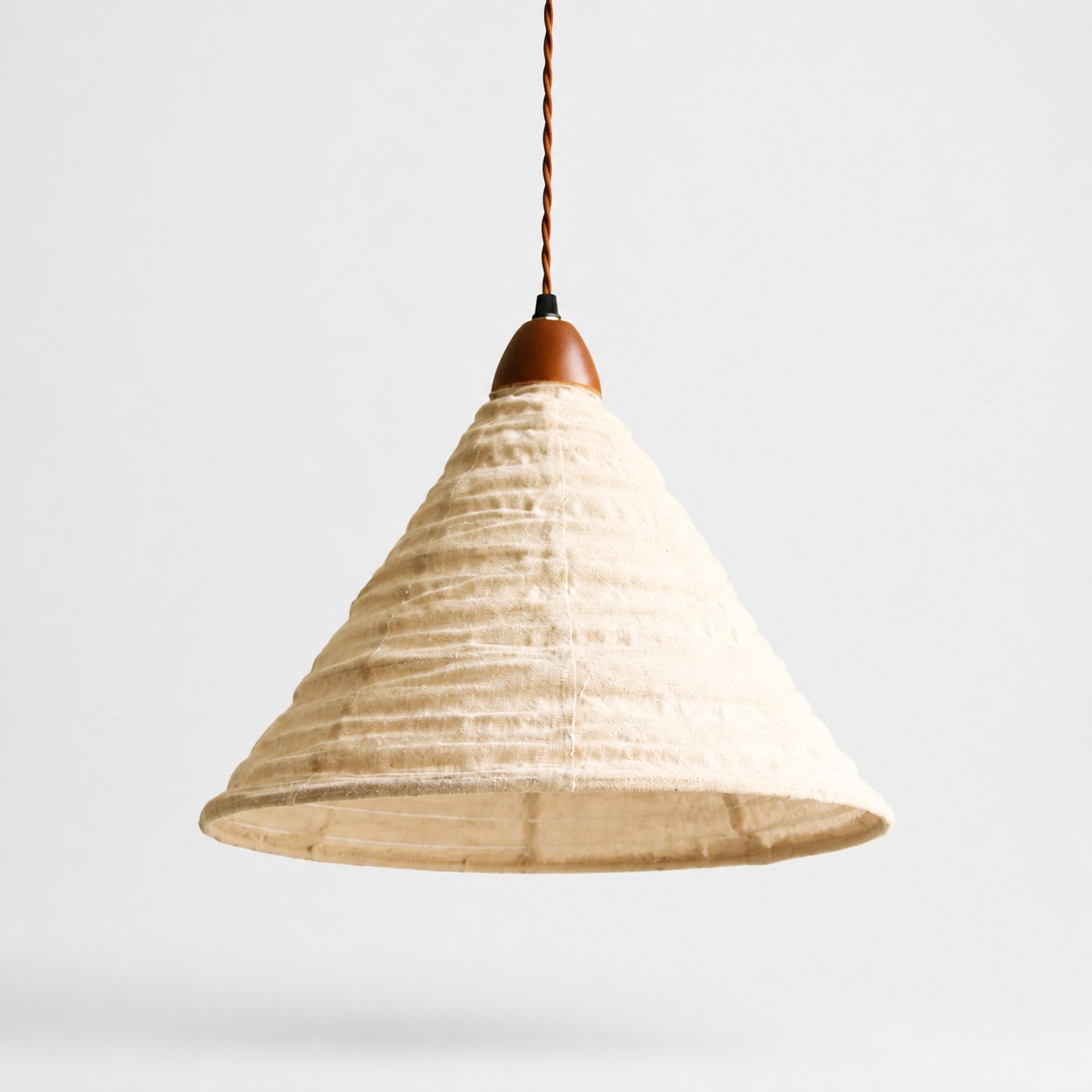 Natural Beige pleated fabric cone pendant light