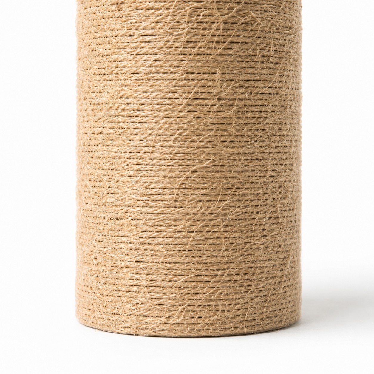 Close view of the woven jute lamp base texture