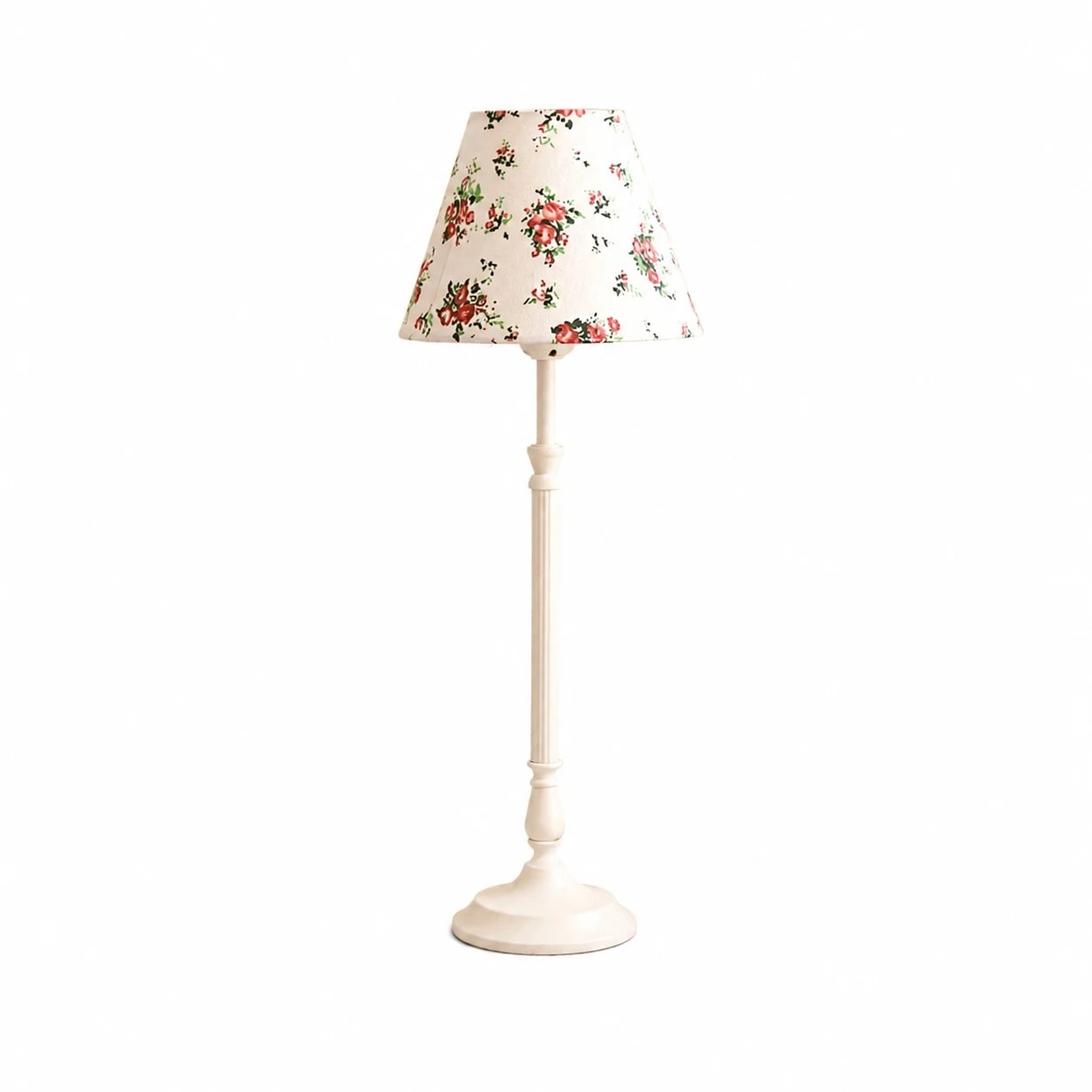 Linen rose fabric shade French country metal table lamp