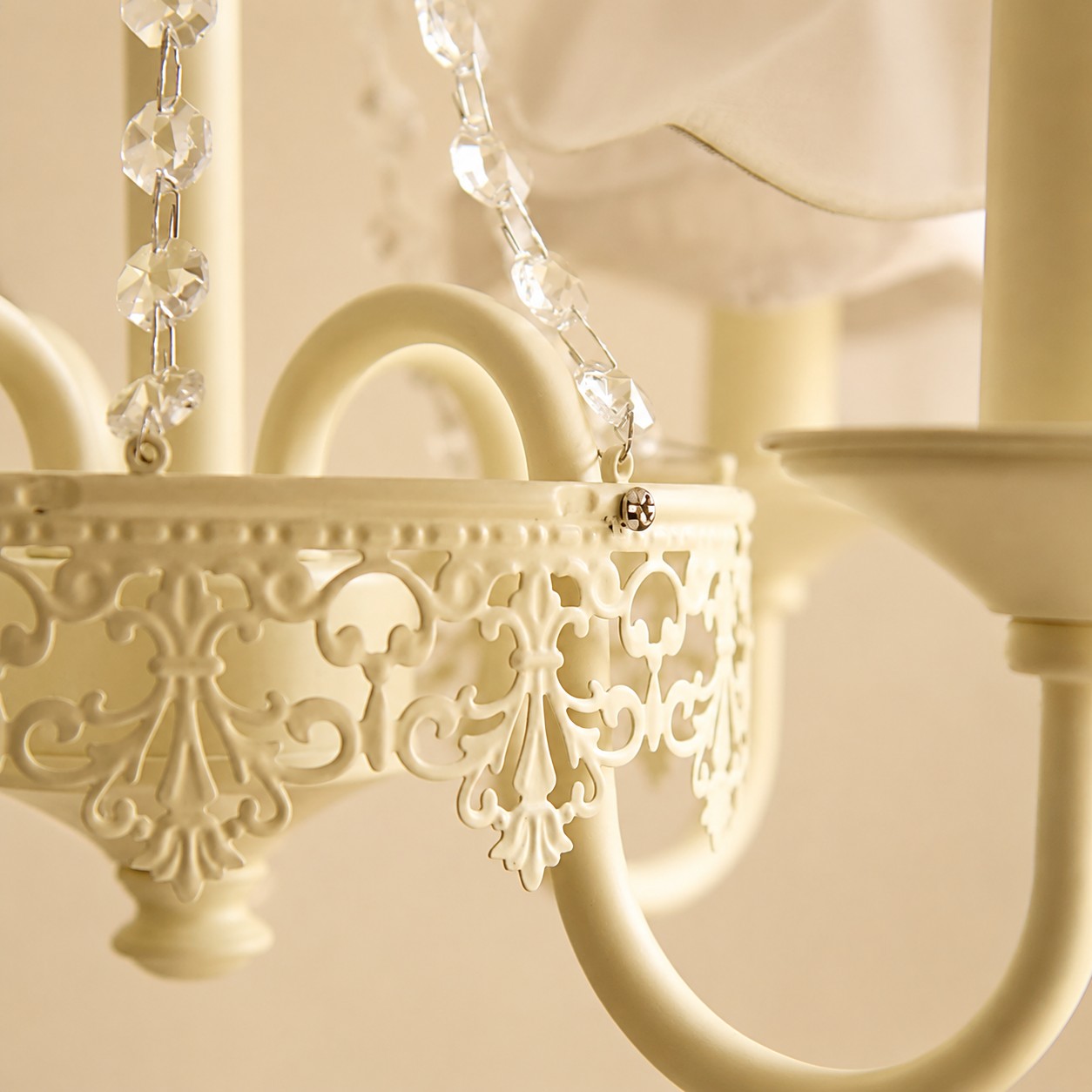 French country four arm fabric shade chandelier image 8