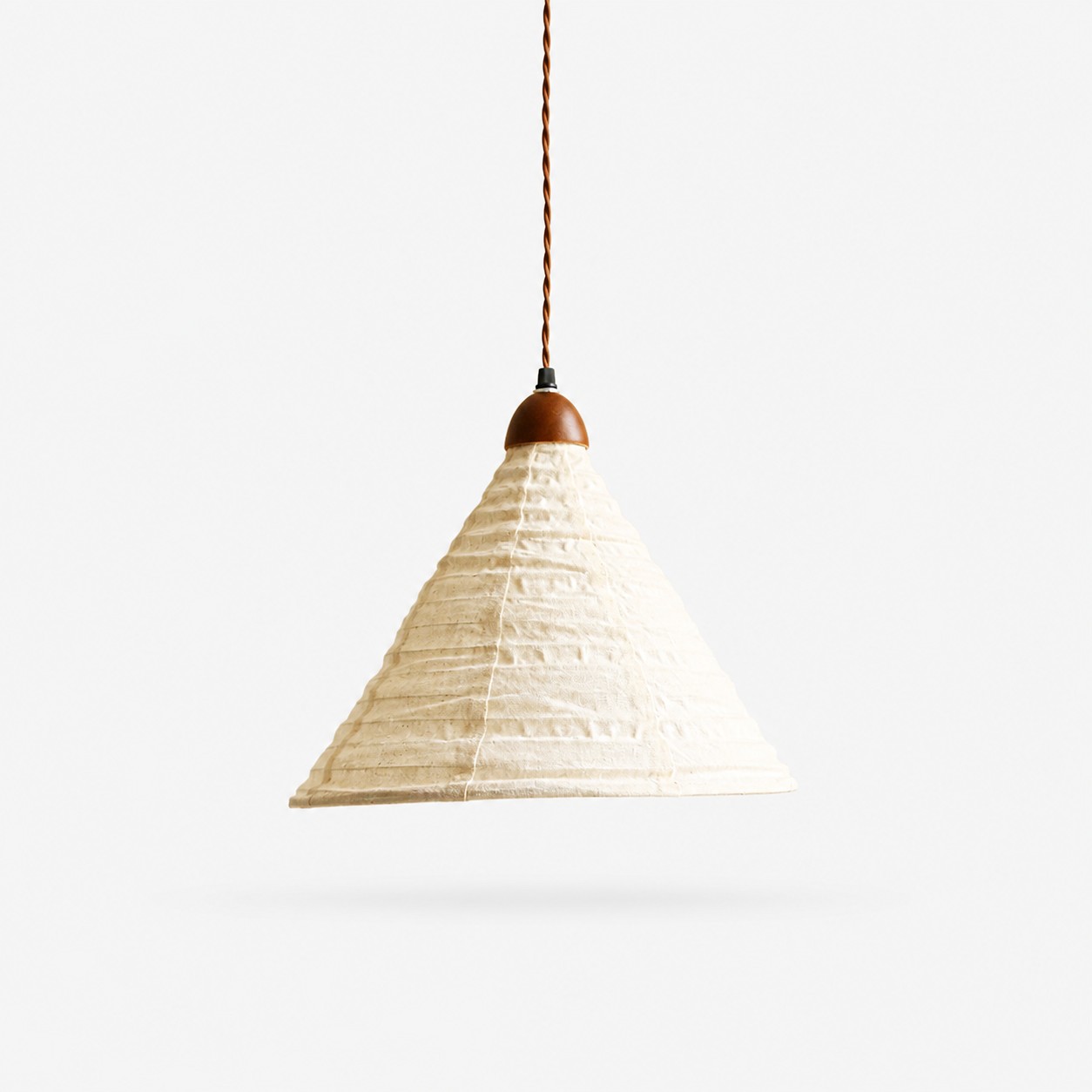 Ivory pleated fabric cone pendant light