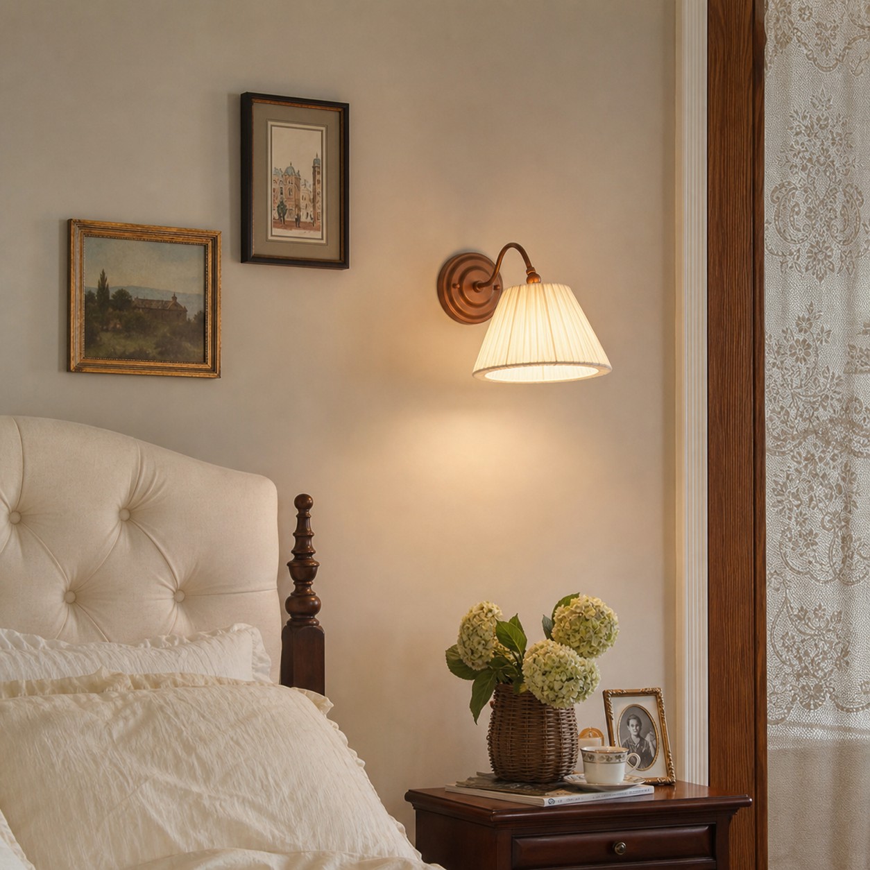 Classic bedroom wall sconce scene