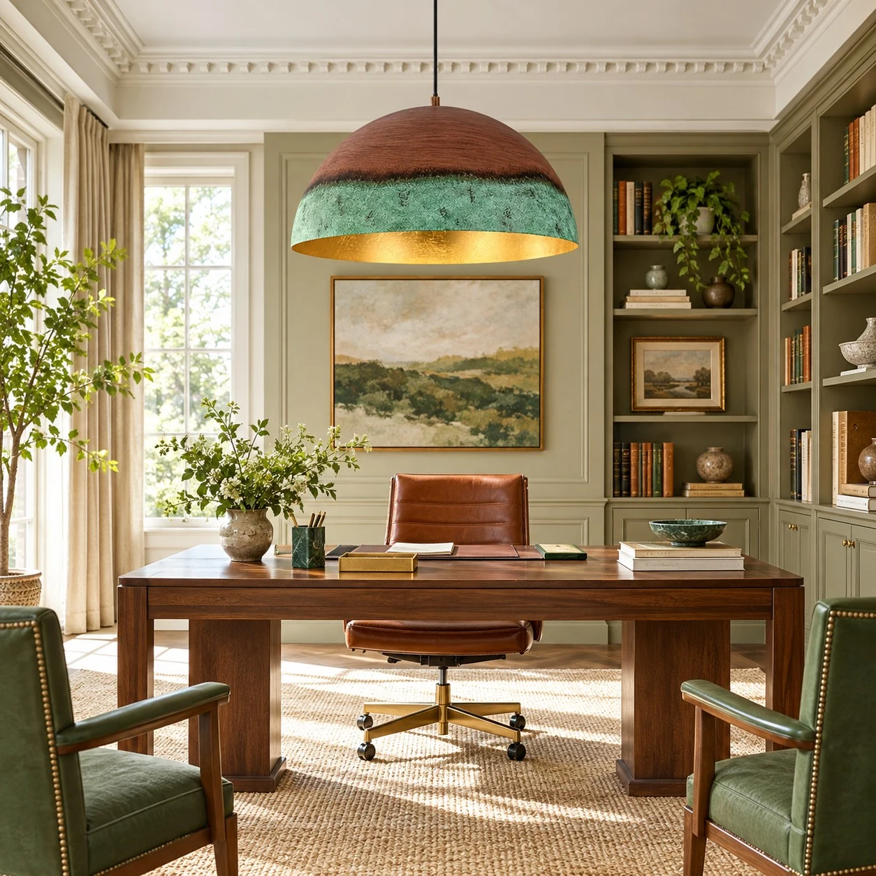 copper patina pendant light